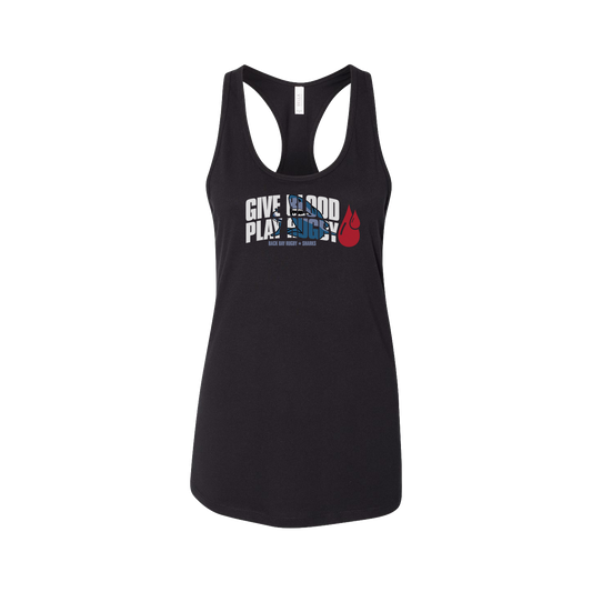 Give Blood Play Rugby Racerback Tank