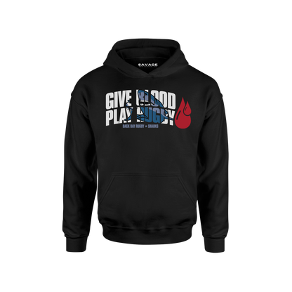 Give Blood Play Rugby Hoodie